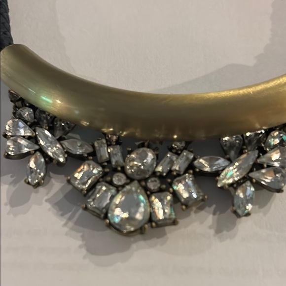 LOFT Gold and Black Statement Necklace with Crystal Embellishments - Picture 2 of 3